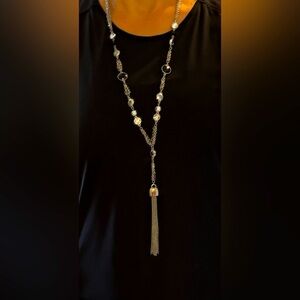 WHBM Silver necklace with black, white and crystal beads.